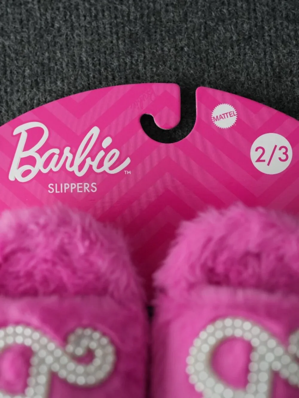Barbie Pink Fuzzy Pearl Logo Indoor/Outdoor Memory Foam Slippers Kids Youth 3